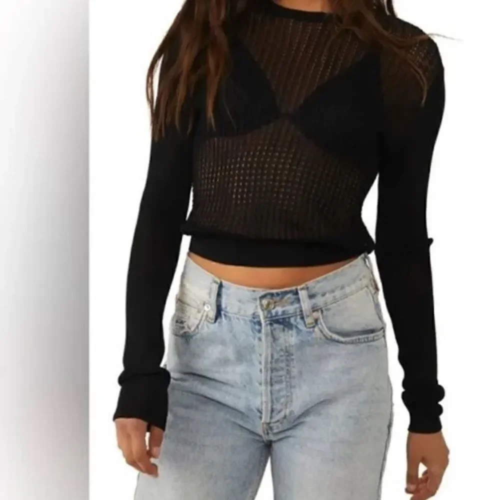 Free People NWT Free People H20 Crew Pullover Black S